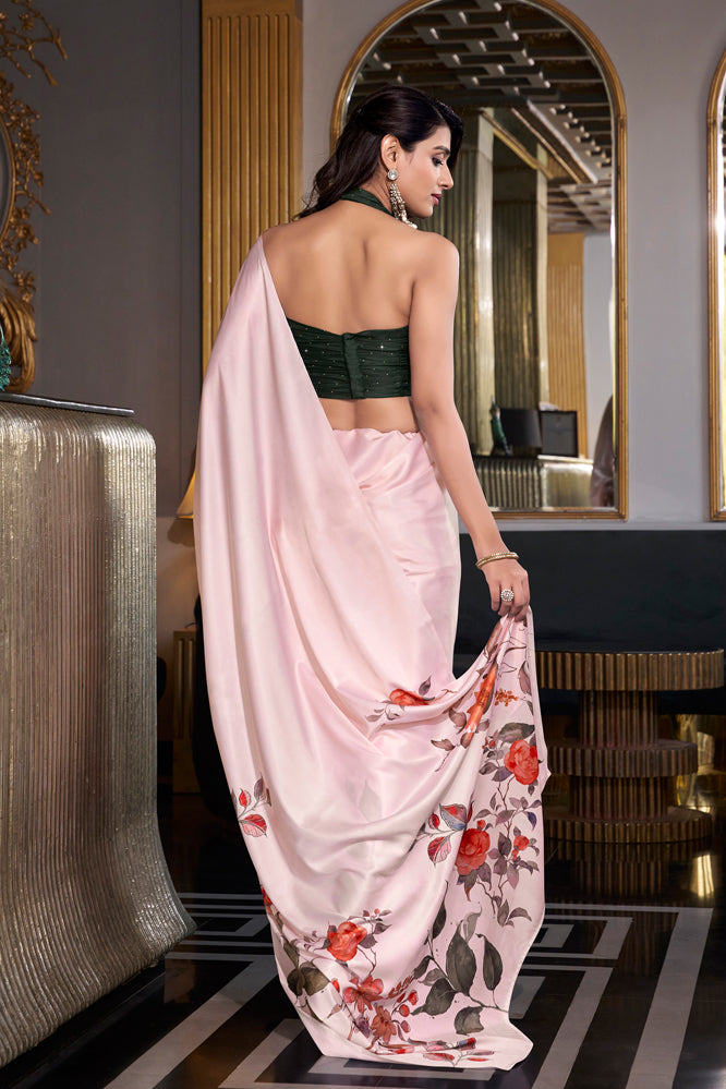 Blossom Beauty Satin Silk Saree – Elegant Drape