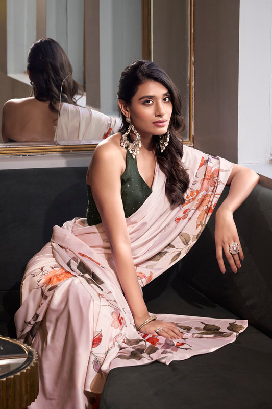 Blossom Beauty Satin Silk Saree – Elegant Drape